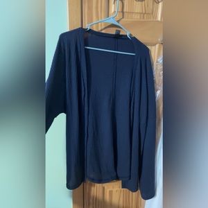 blue cardigan